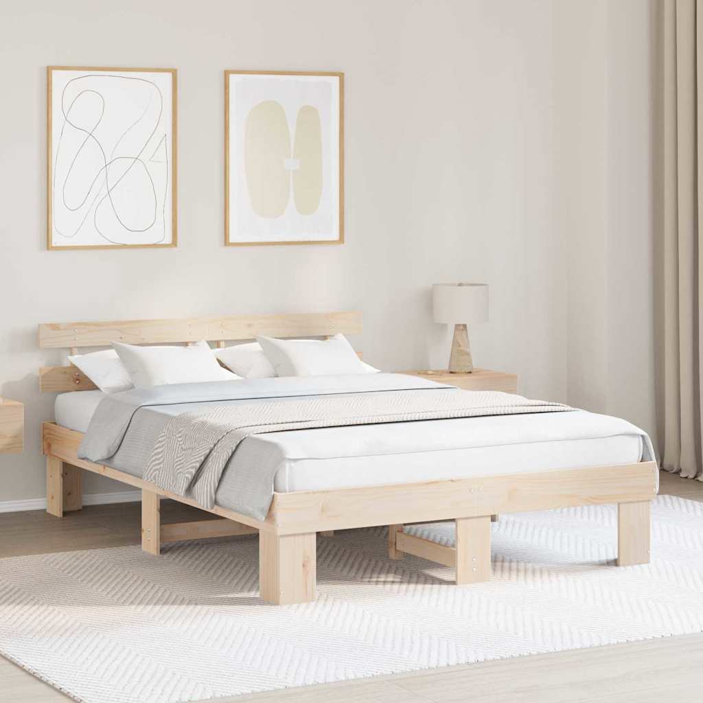 Estrutura da cama com cabeceira natural 150 x 200 cm