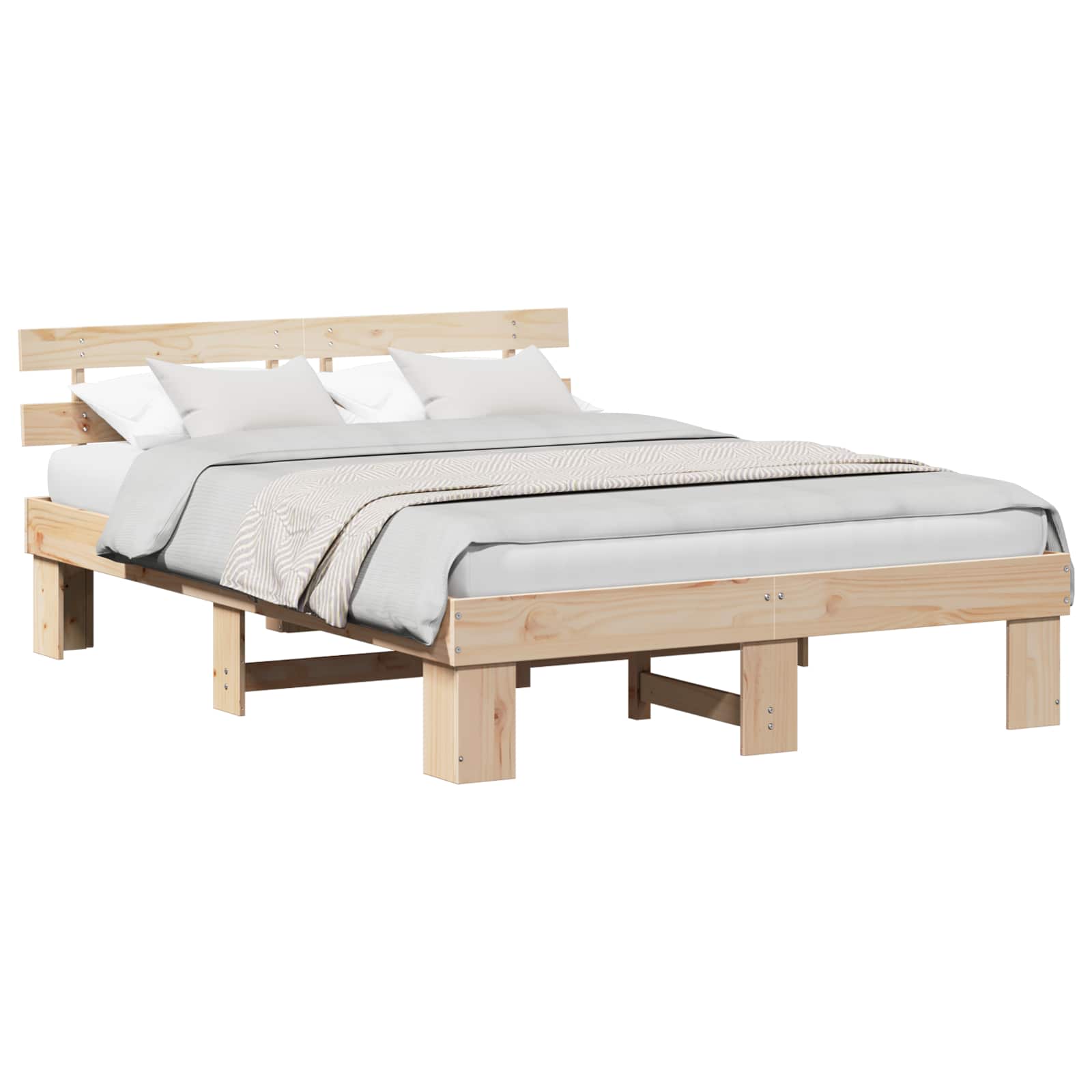 Estrutura da cama com cabeceira natural 150 x 200 cm