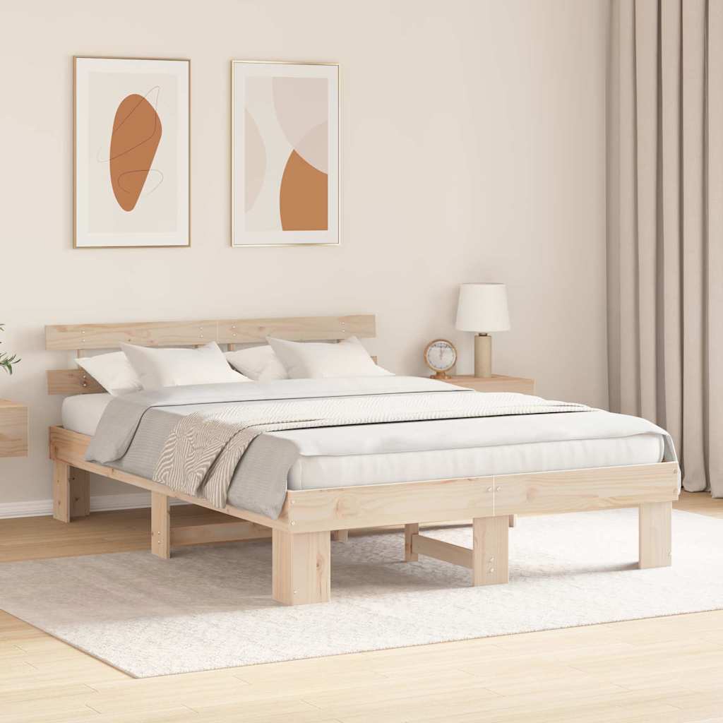 Estrutura da cama com cabeceira natural 150 x 200 cm