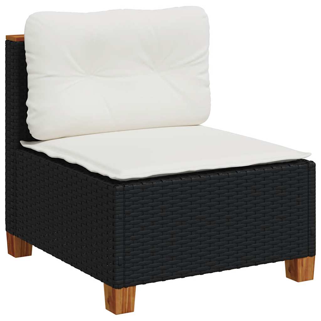 6 Pcs conjunto sofás de jardim c/ almofadões vime PE preto