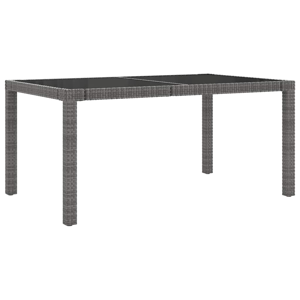 7Pcs conjunto jantar exterior c/ almofadões vime PE preto/cinza