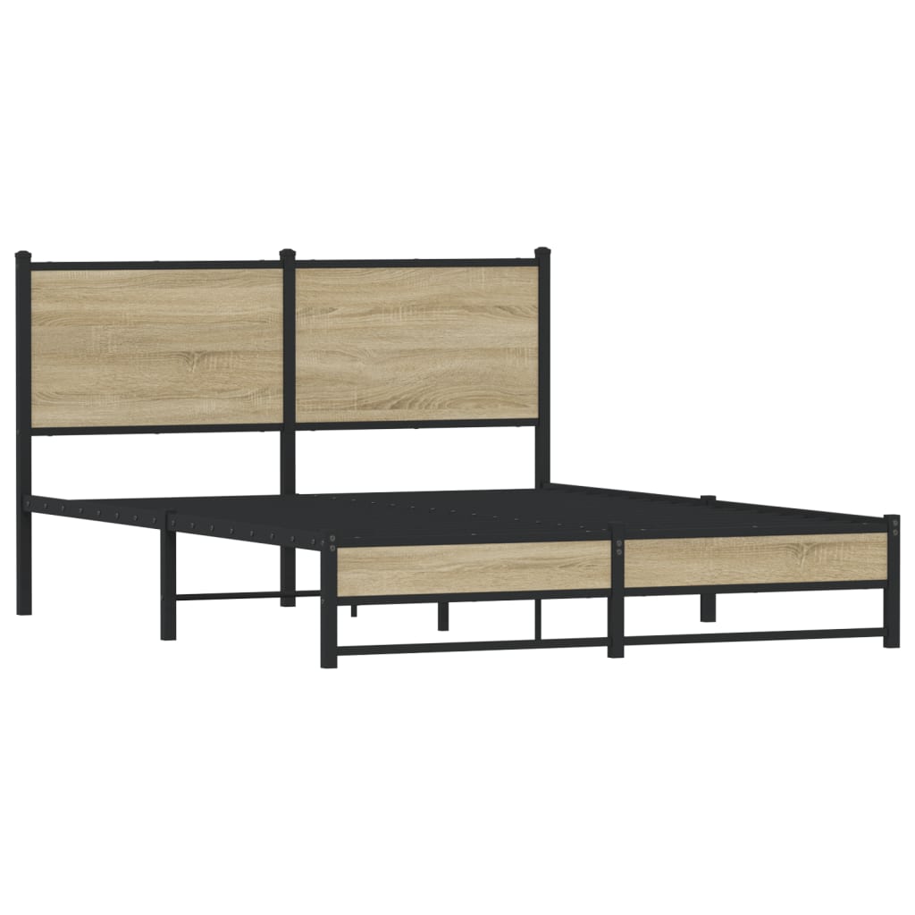 Estrutura de cama sem colchão 140x190 cm metal carvalho sonoma