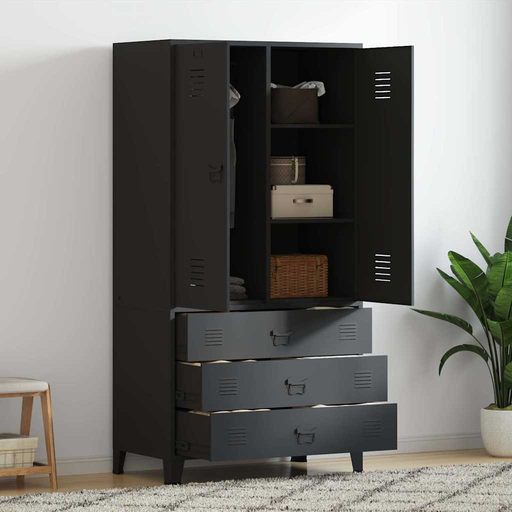 Roupeiro industrial 90x50x180 cm metal preto
