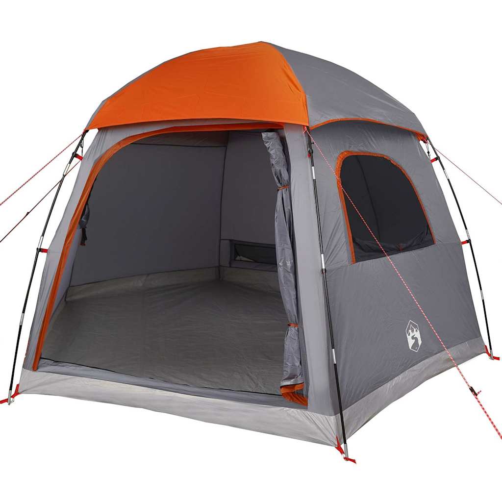 Tenda familiar estilo igloo 6 pessoas imperm. cinza/laranja