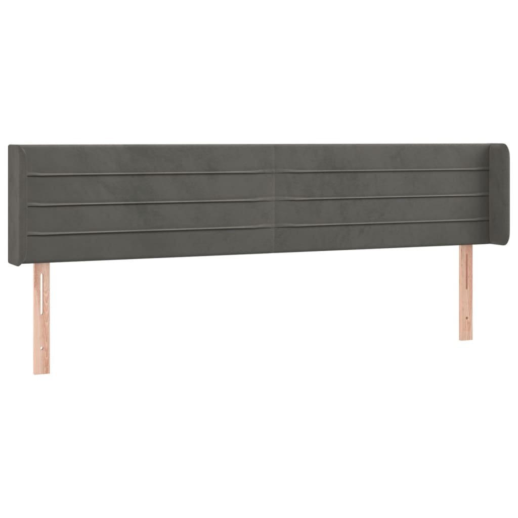 Cabeceira cama c/ luzes LED veludo 163x16x78/88cm cinza-escuro