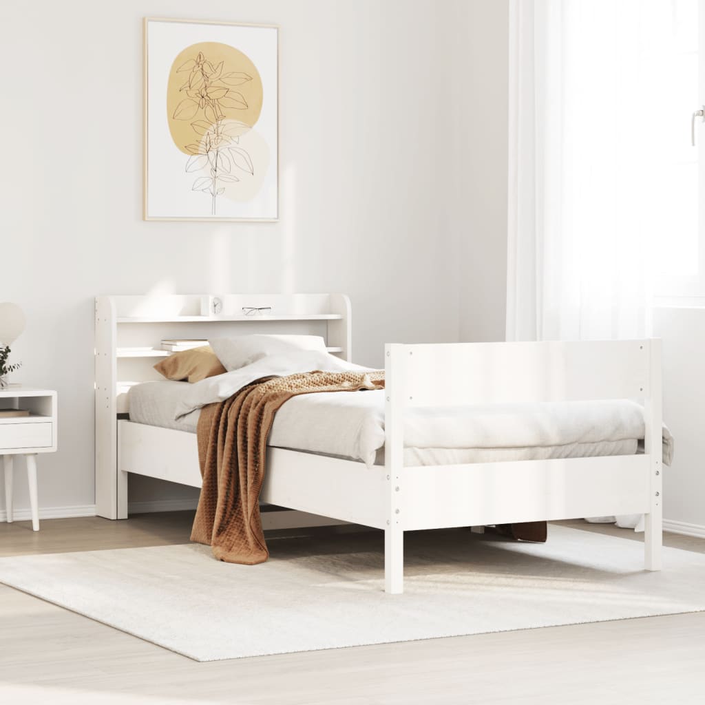 Cama sem colchão 90x190 cm madeira de pinho maciça branco