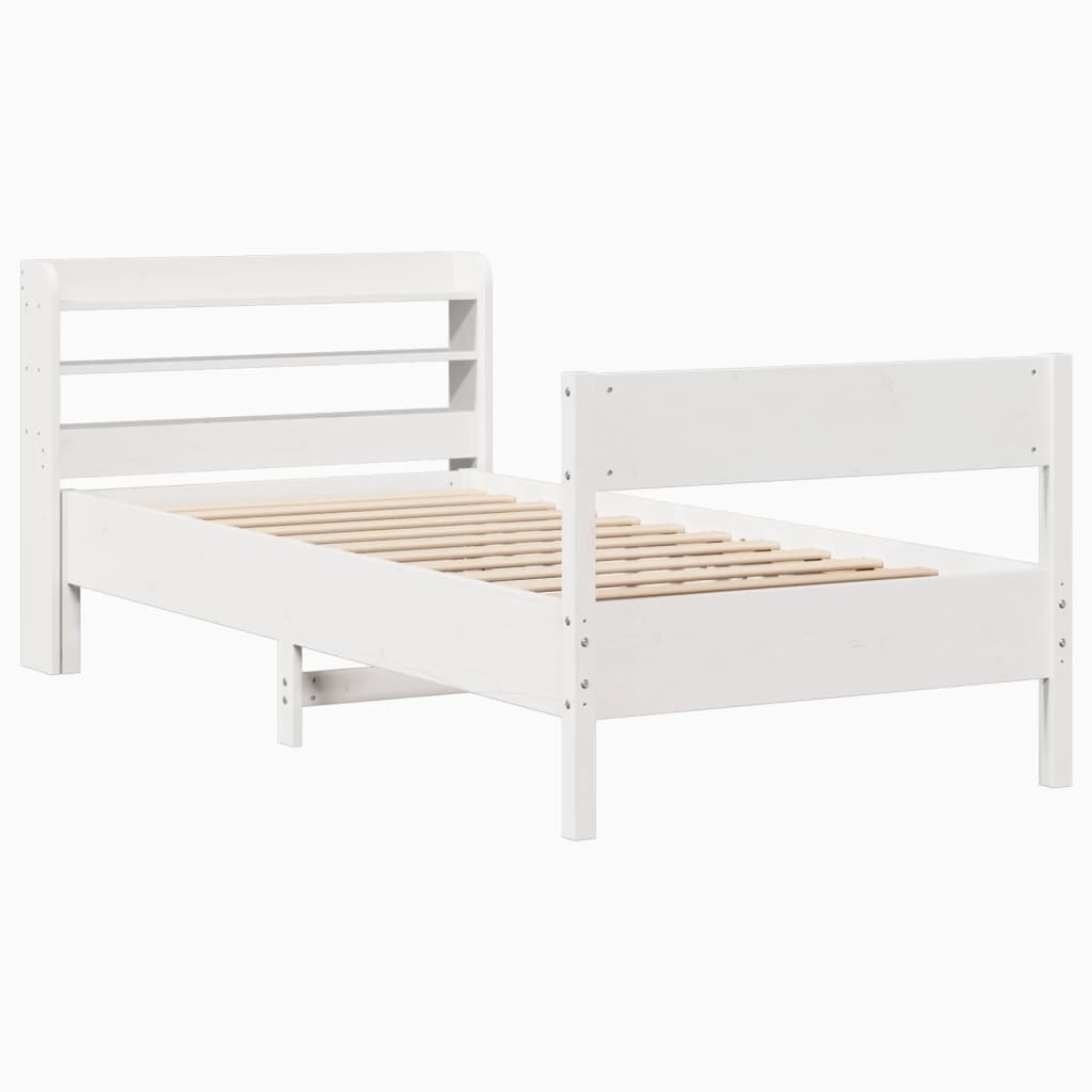 Cama sem colchão 90x190 cm madeira de pinho maciça branco