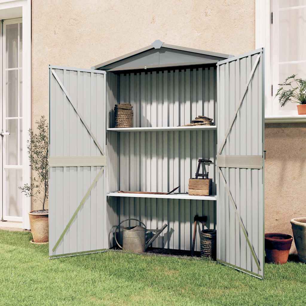 Abrigo de jardim 116x45x175 cm aço galvanizado cinzento