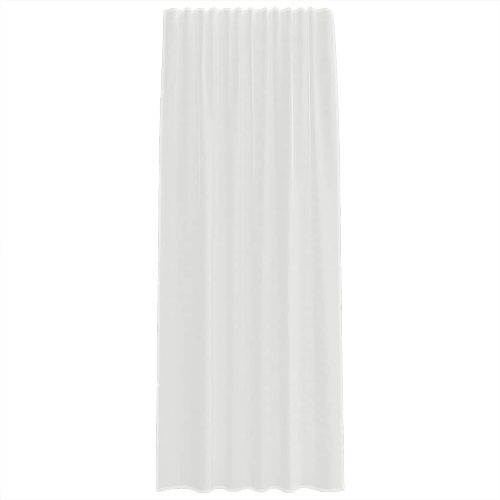 Cortinas de voile com bolsos para varão 2 pcs branco
