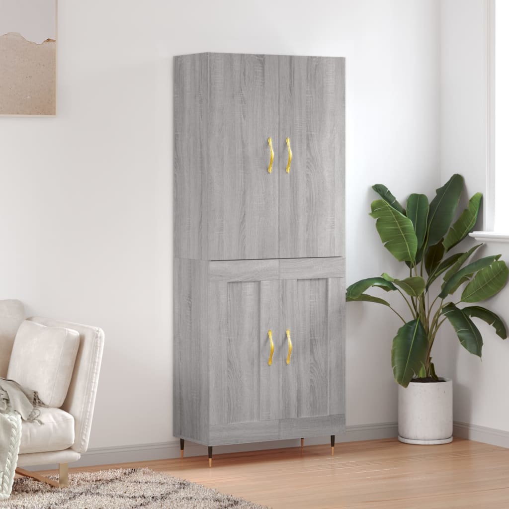 Armário alto 69,5x34x180 cm derivados de madeira sonoma cinza