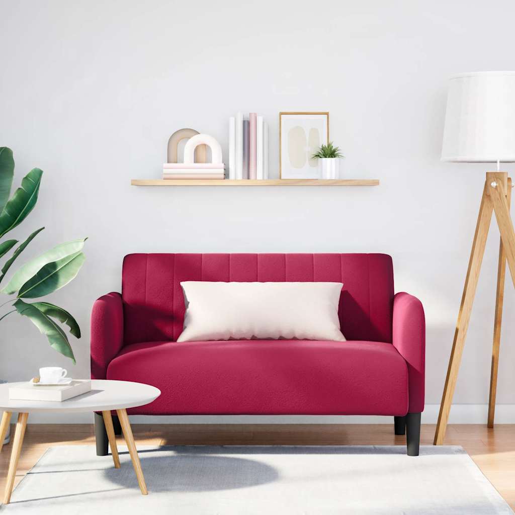 Sofá-luvas 109 cm veludo vermelho tinto