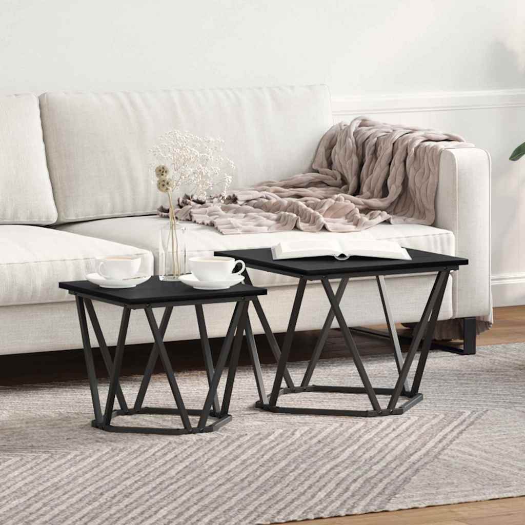 Conjunto de mesas de apoio 2 unid. carvalho preto