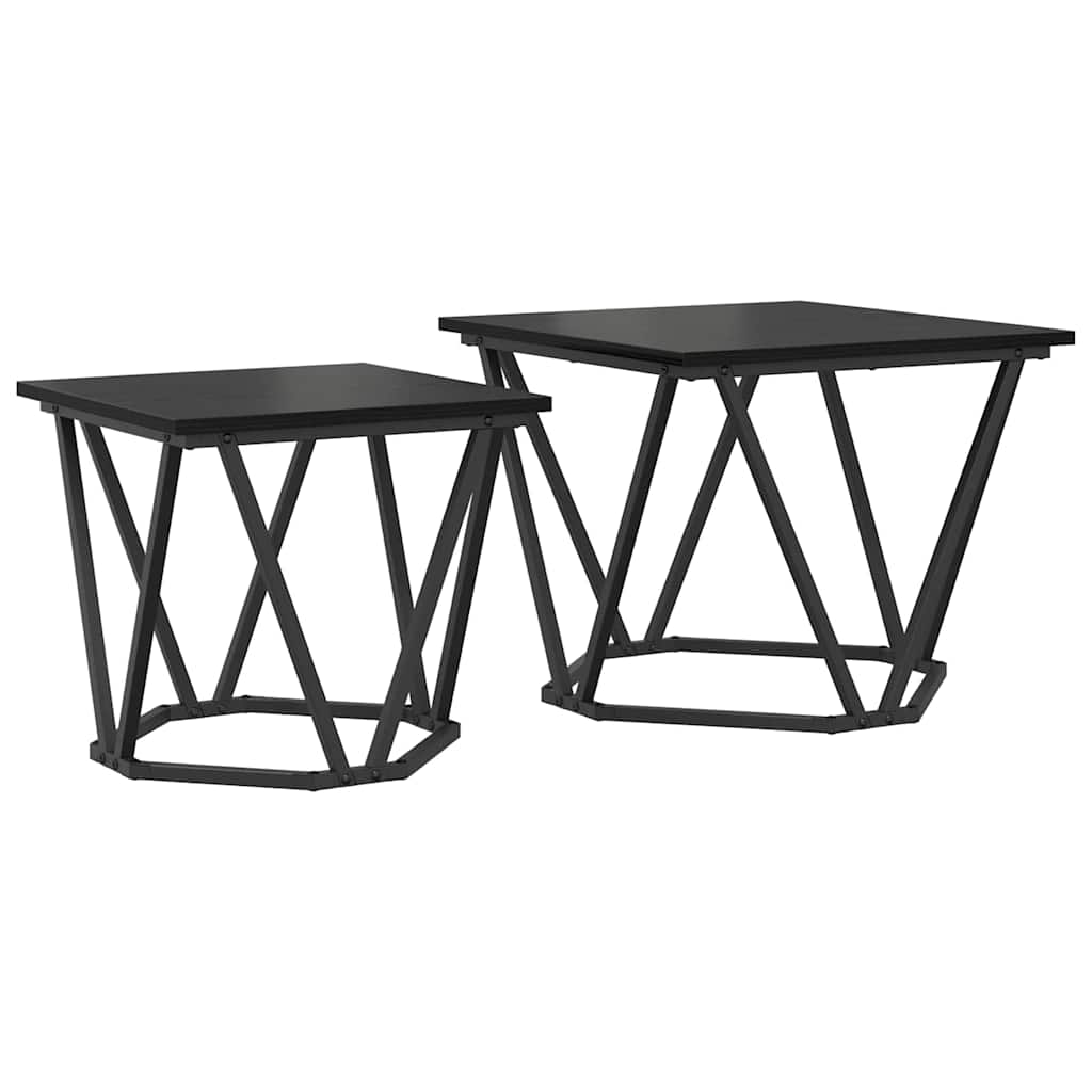 Conjunto de mesas de apoio 2 unid. carvalho preto