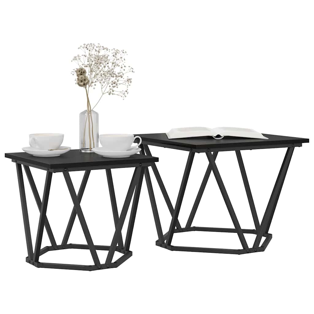 Conjunto de mesas de apoio 2 unid. carvalho preto
