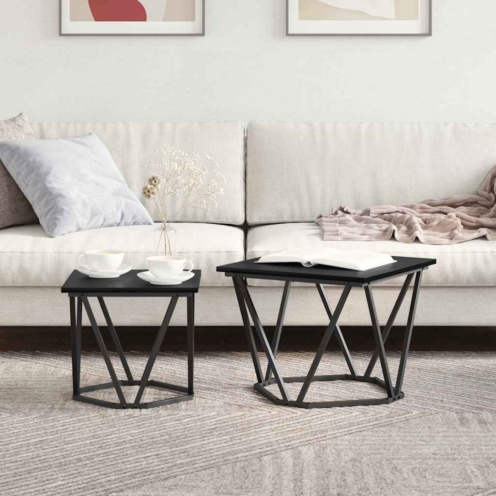 Conjunto de mesas de apoio 2 unid. carvalho preto