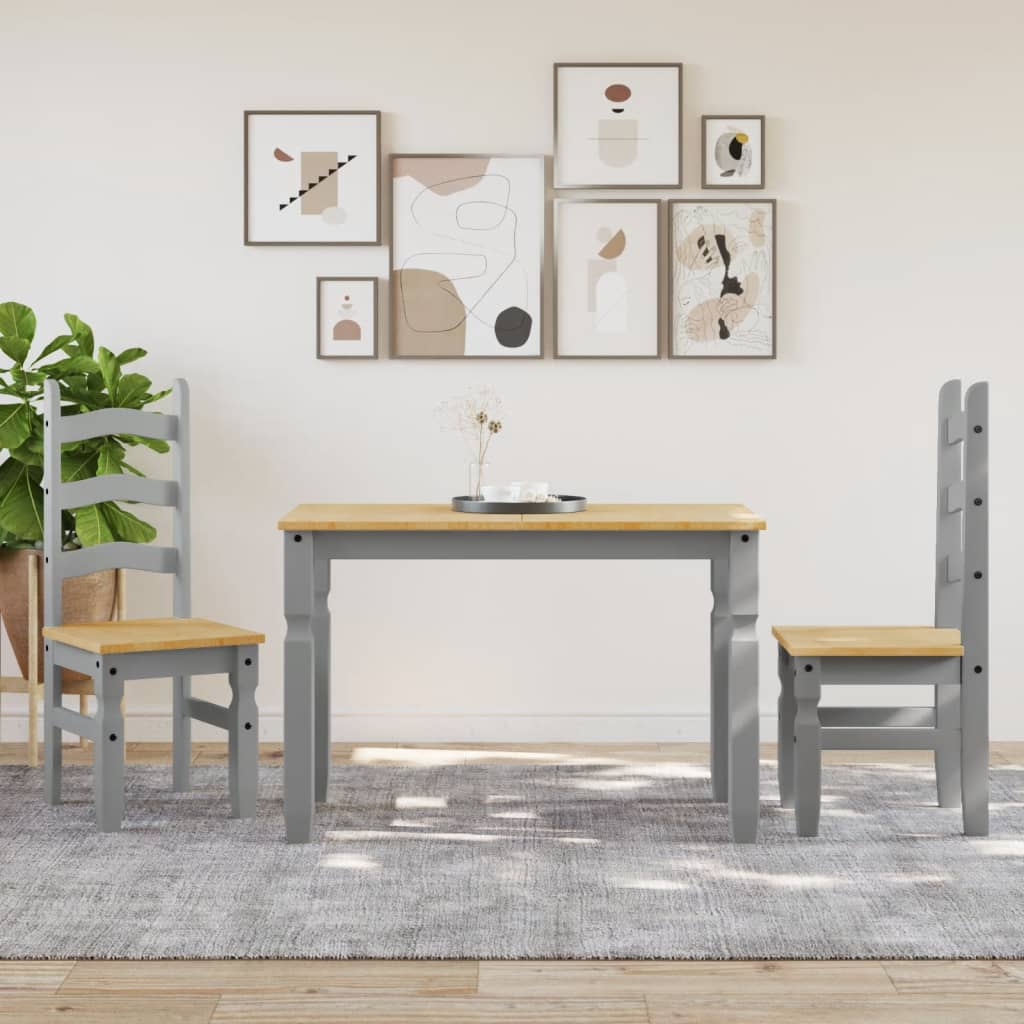 Mesa de jantar corona 112x60x75 cm madeira pinho maciça cinza
