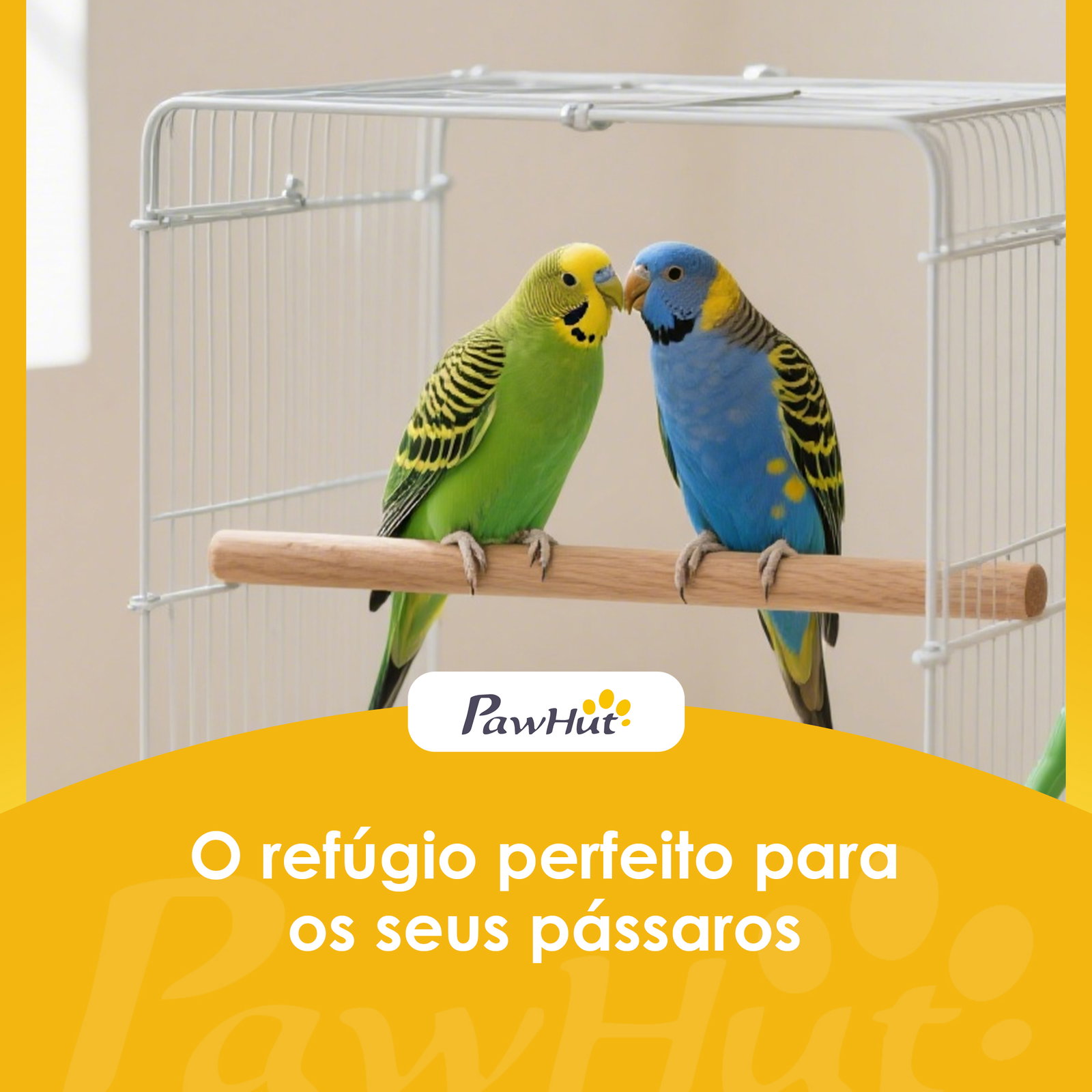 Gaiola para pássaros de aço com comedouros poleiros balanço e bandeja removível 50,5x41x104 cm branco