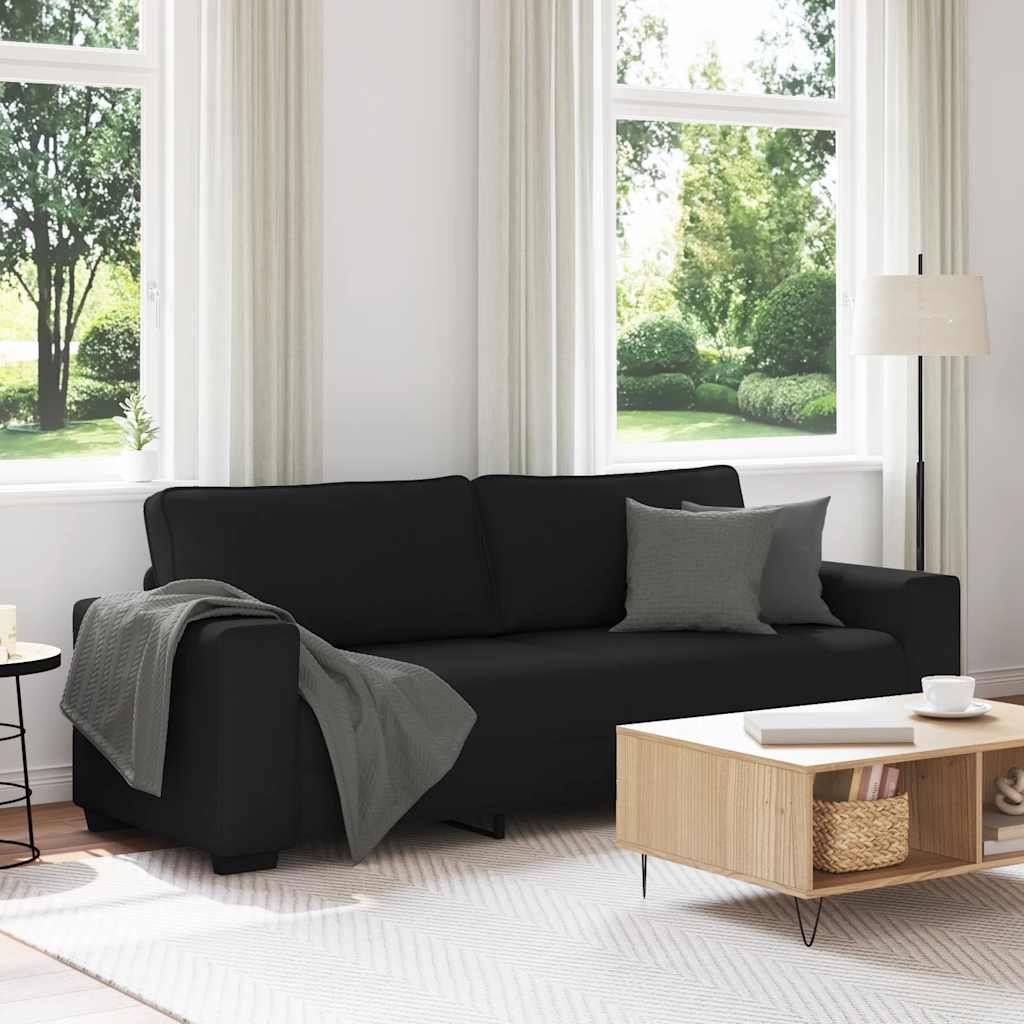 Sofá de 3 lugares tecido 220x77x82 cm preto