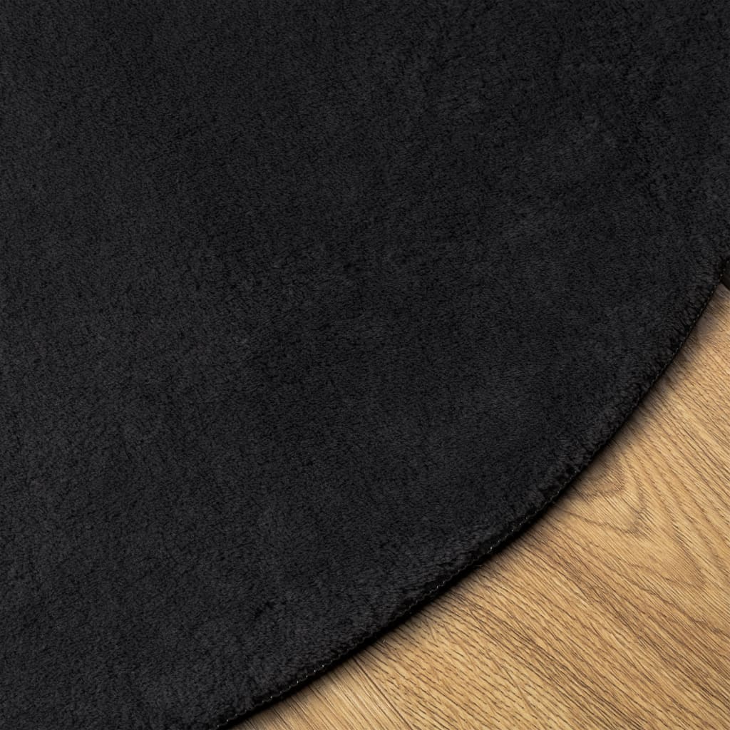 Tapete pelo curto macio e lavável huarte ø 120 cm preto