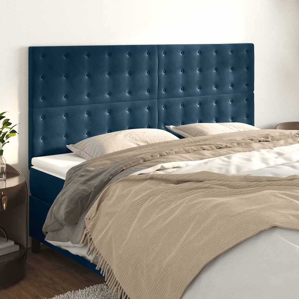 Cabeceira azul escuro 180x5x118/128 cm veludo