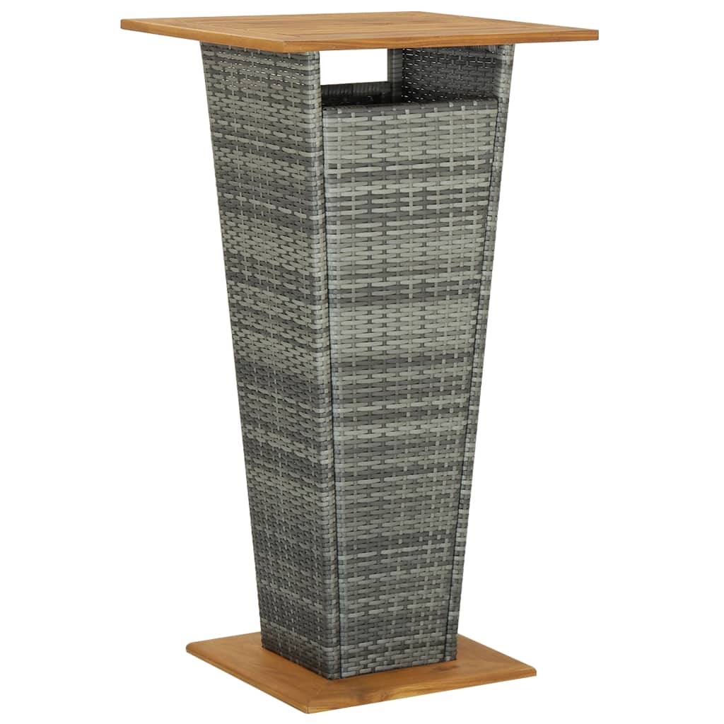 3 Pcs conjunto de bar p/ jardim c/ almofadões vime PE cinzento