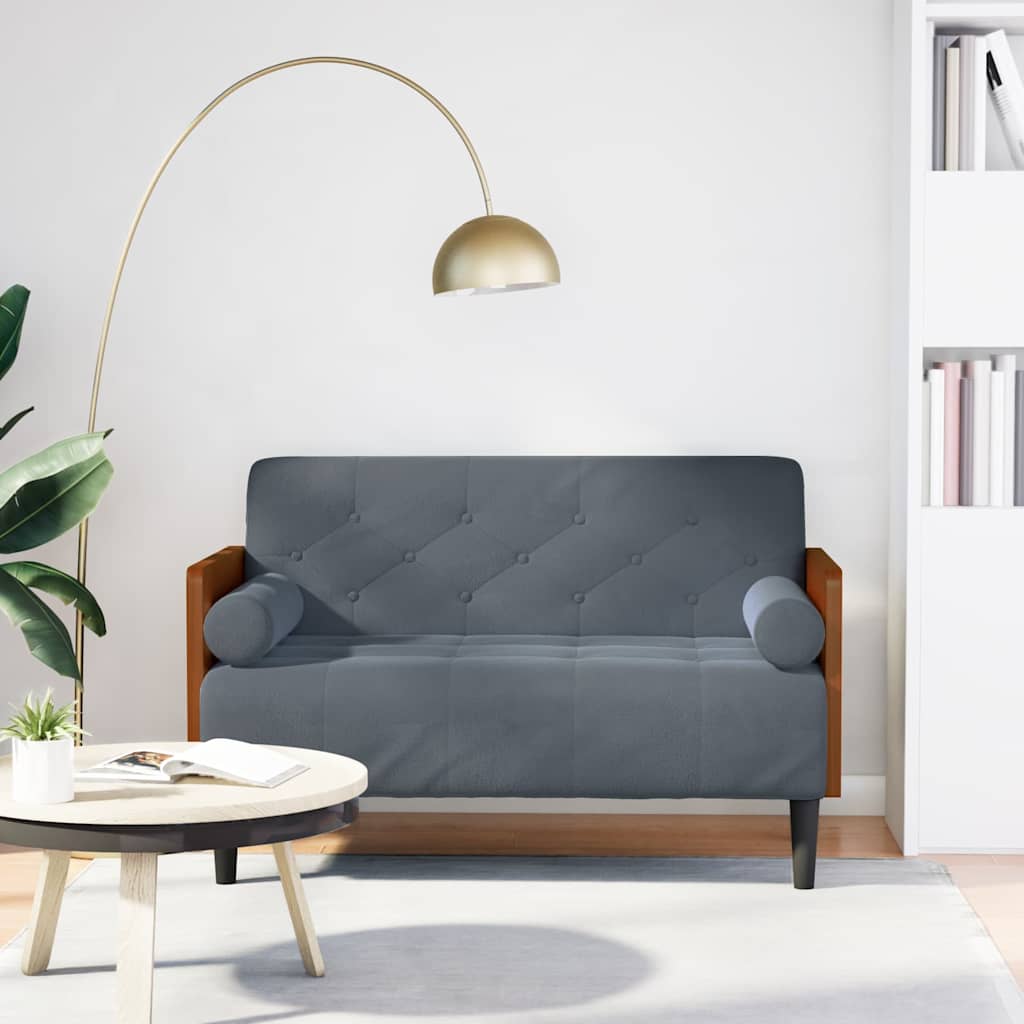 Sofá-luvas com rolos 110 cm veludo cinzento-escuro