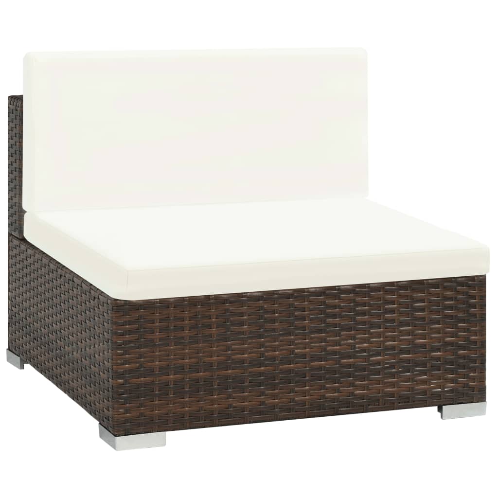 8 Pcs conjunto lounge jardim c/ almofadões vime PE castanho