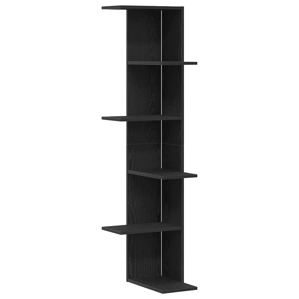 Estante de canto de parede carvalho preto 36.5 x 36.5 x 140 cm
