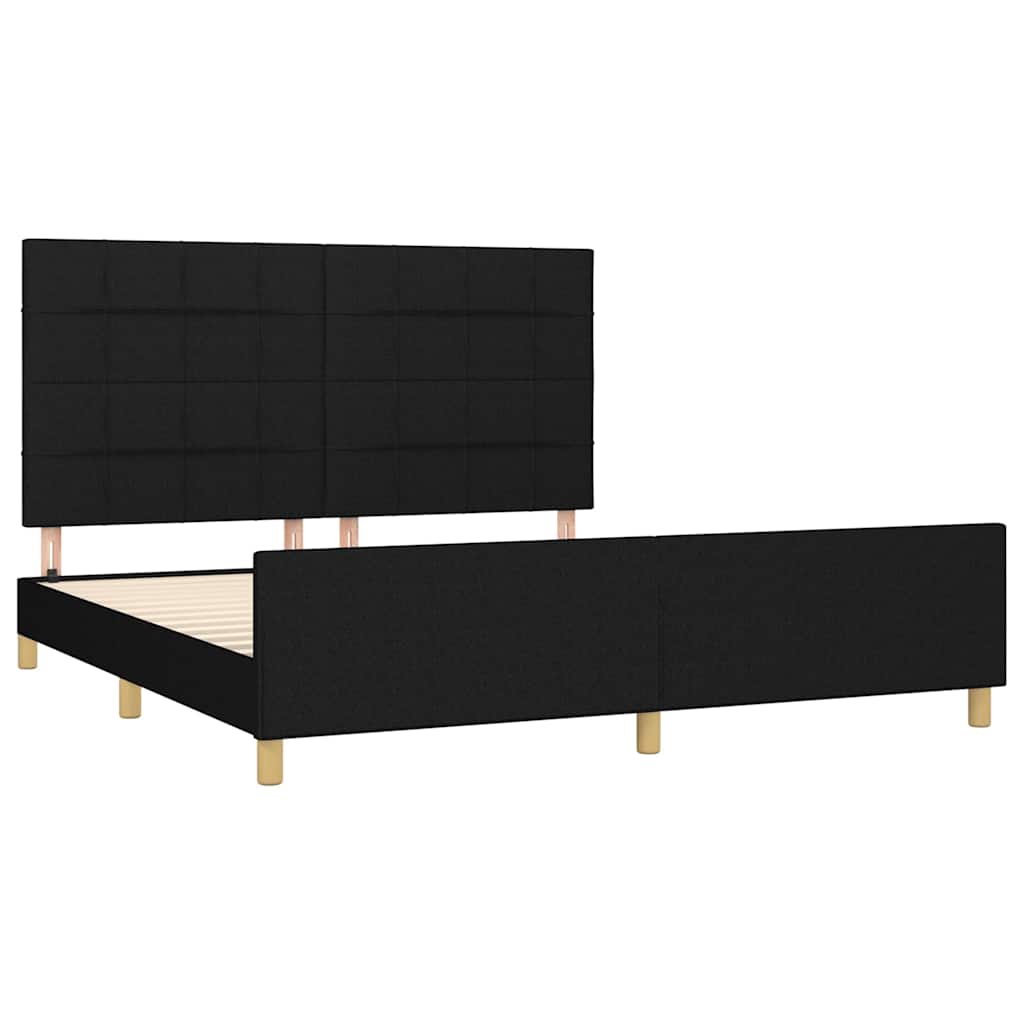 Estrutura de cama sem colchão 180x200 cm tecido preto