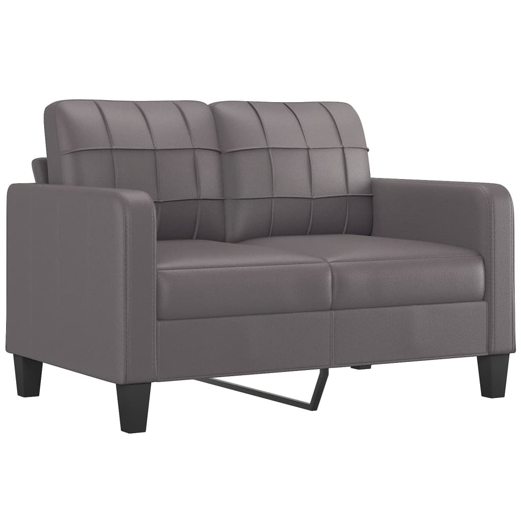2 Pcs conjunto de sofás com almofadas couro artificial cinzento