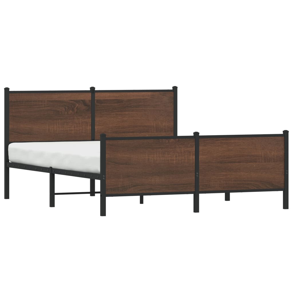 Estrutura cama sem colchão 160x200 cm metal carvalho castanho