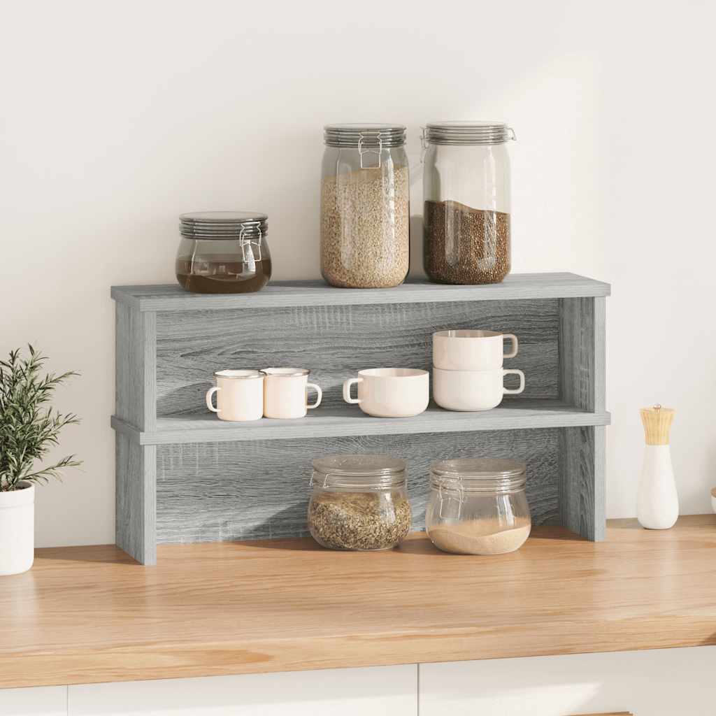 Racks de cozinha empilhável 2 pcs cinza sonoma 50x15x16 cm