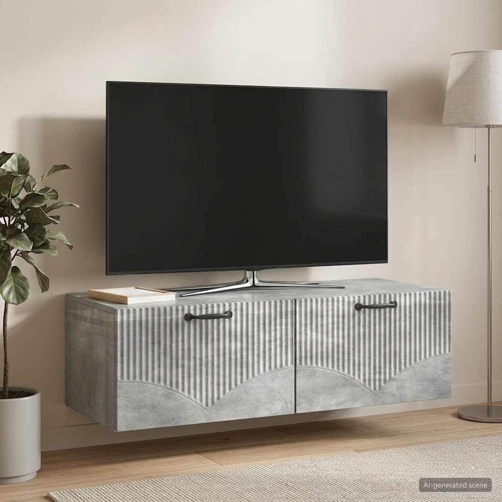 Gabinete de TV de parede cinzento cimento 98 x 41 x 30 cm