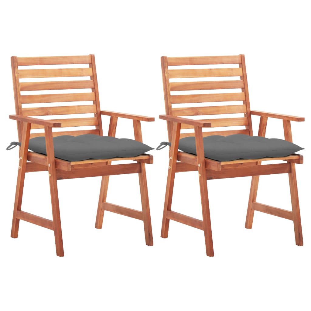 Cadeiras de jantar p/ jardim 2 pcs c/ almofadões acácia maciça