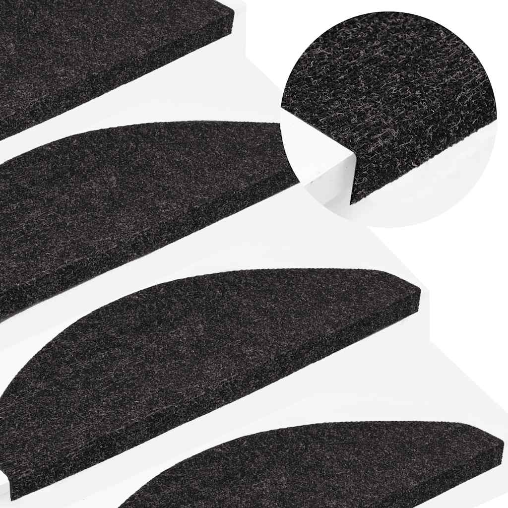 Tapetes de escada adesivos 30 pcs 65x22,5x3,5 cm antracite