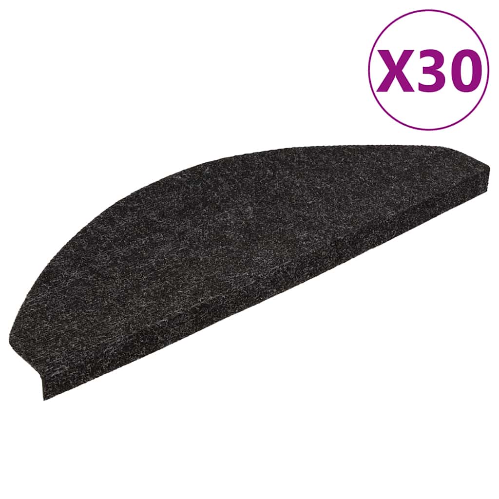 Tapetes de escada adesivos 30 pcs 65x22,5x3,5 cm antracite