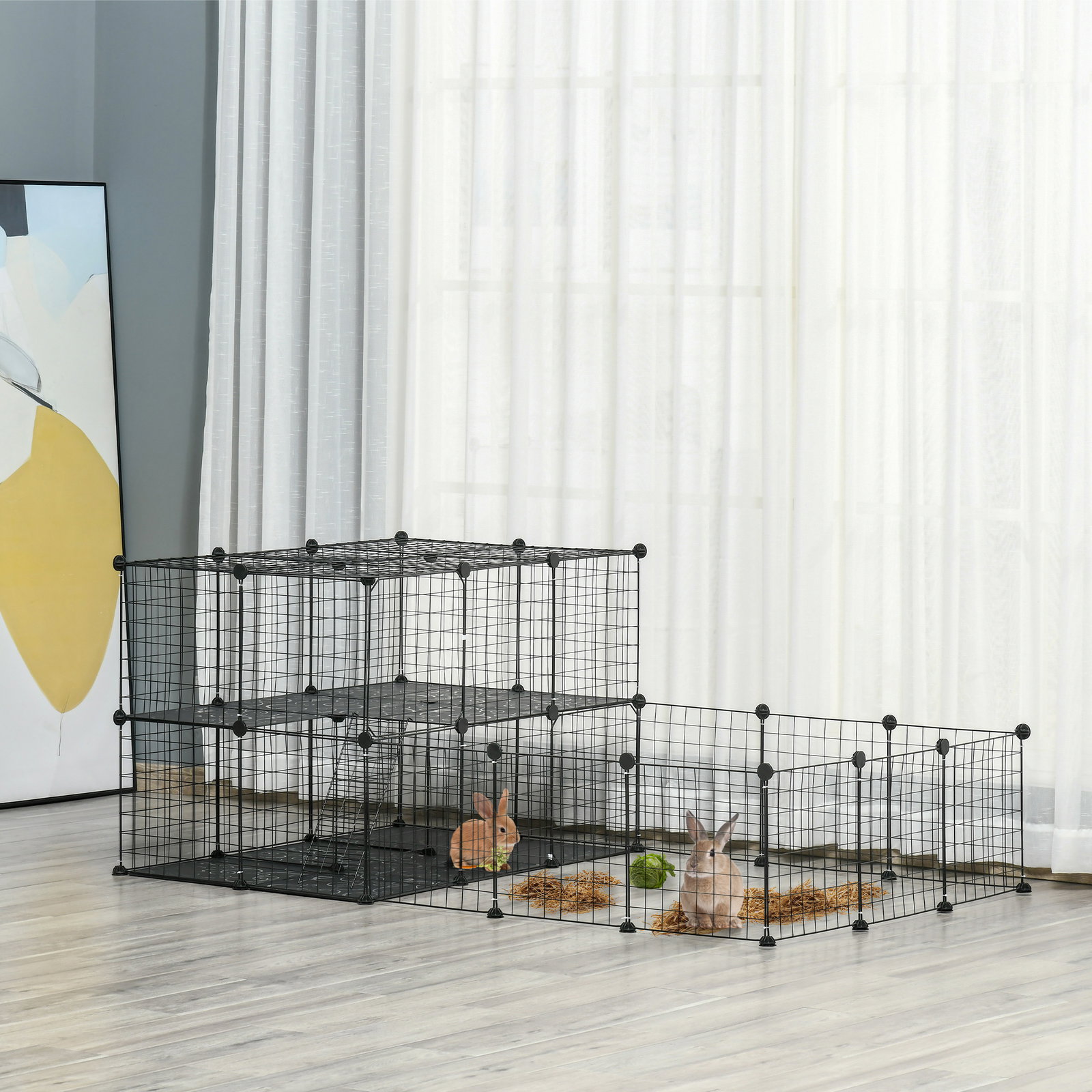 Recinto para Pequenos Animais Recinto Metálico para Animais com Forma Personalizável para Coelhos Porquinho da Índia 175x105x70