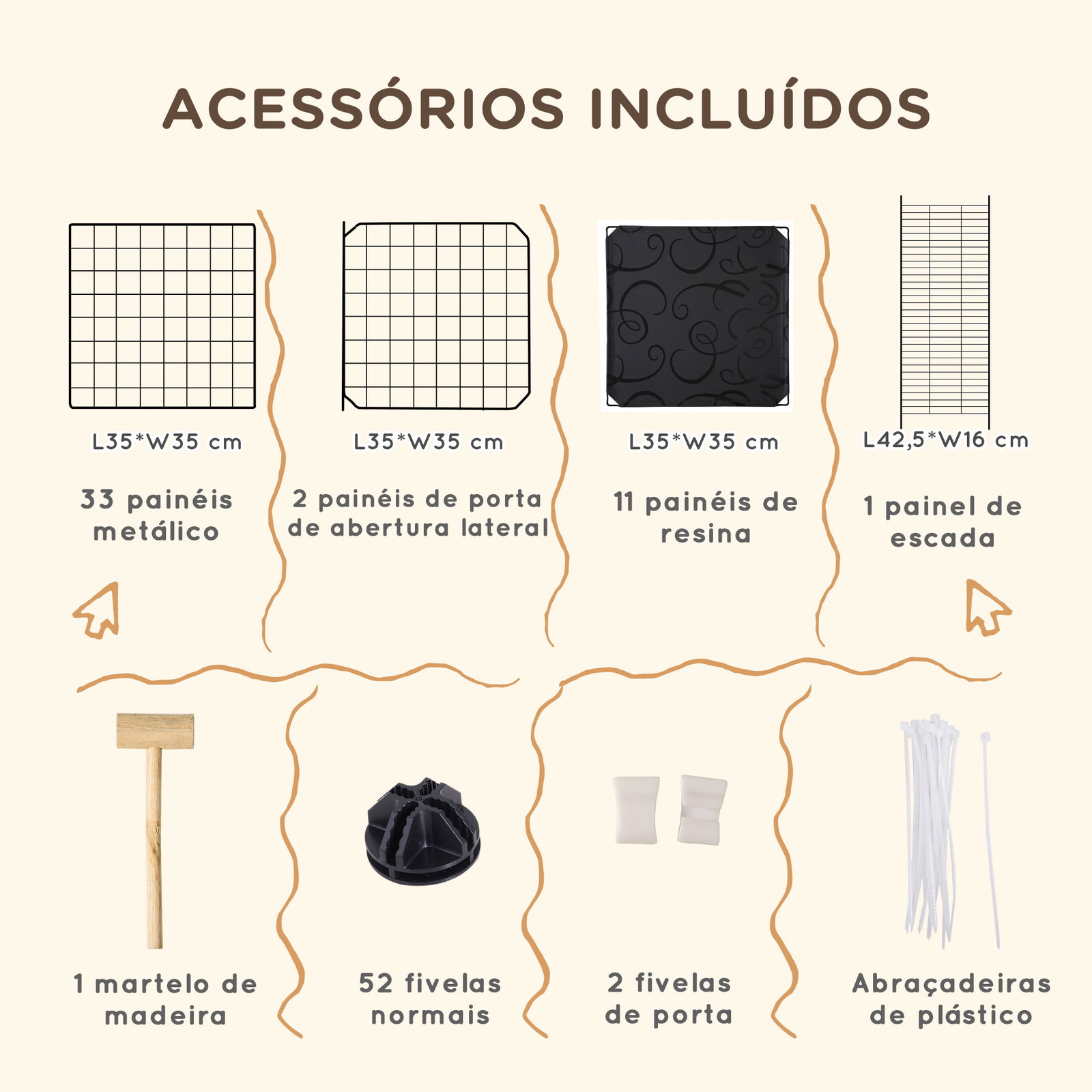 Recinto para Pequenos Animais Recinto Metálico para Animais com Forma Personalizável para Coelhos Porquinho da Índia 175x105x70