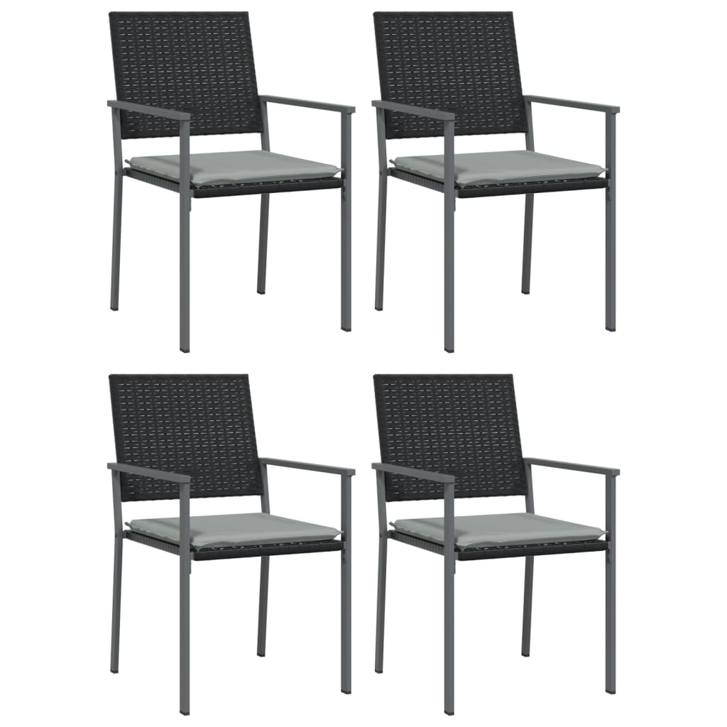 5 Pcs conjunto de jantar p/ jardim c/ almofadões vime PE e aço