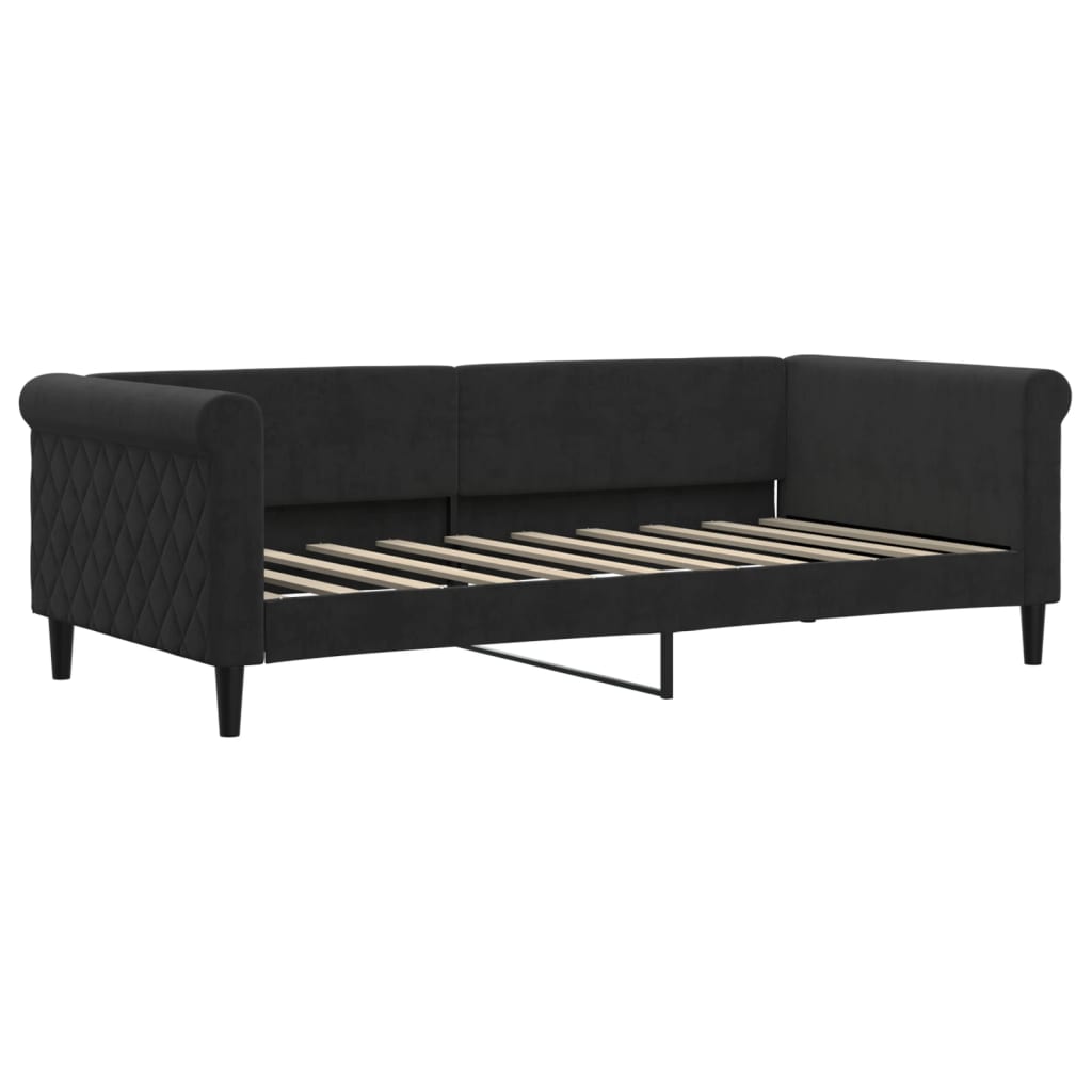 Sofá-cama com colchão 90x190 cm veludo preto