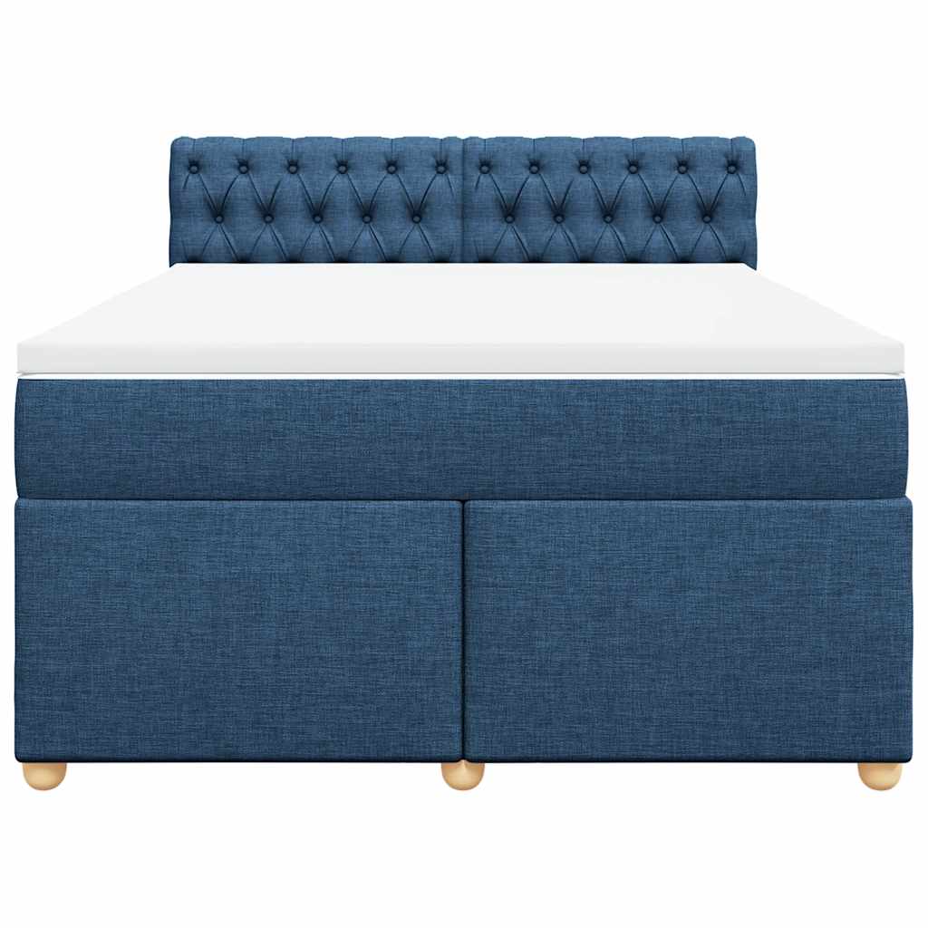 Cama com molas/colchão 140x190 cm tecido azul