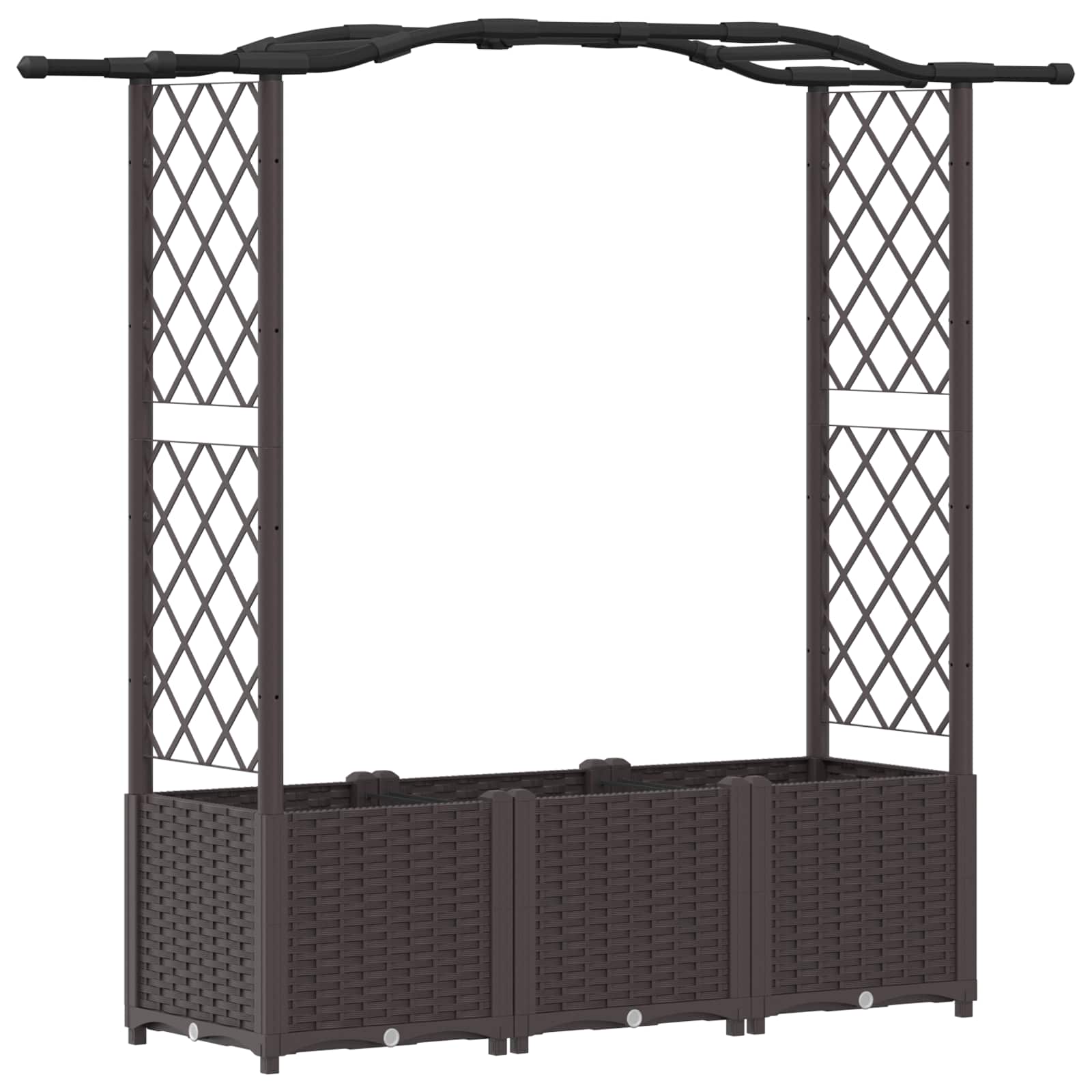 Cama elevada com treliça e telhado castanho 164 x 40 x 138 cm