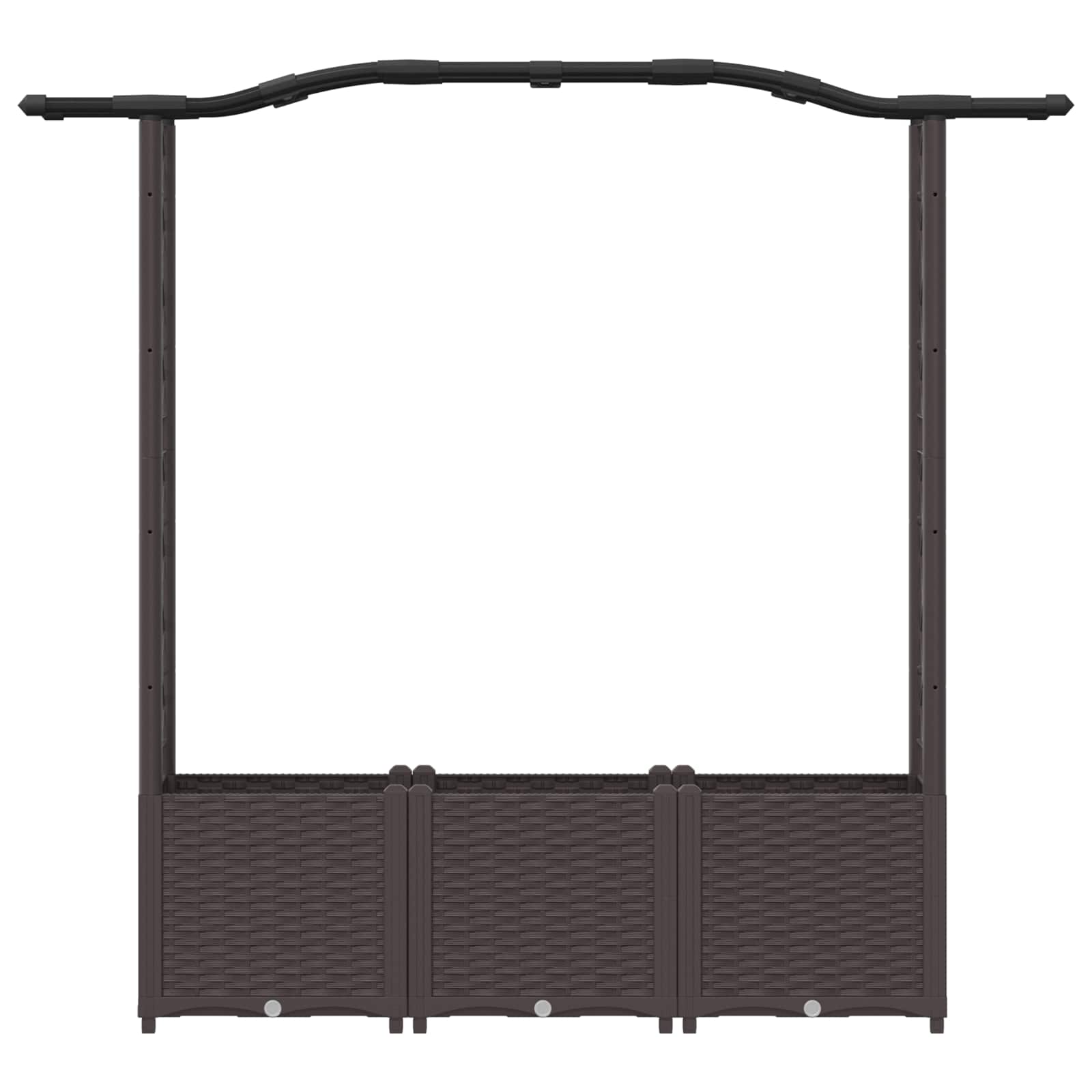 Cama elevada com treliça e telhado castanho 164 x 40 x 138 cm