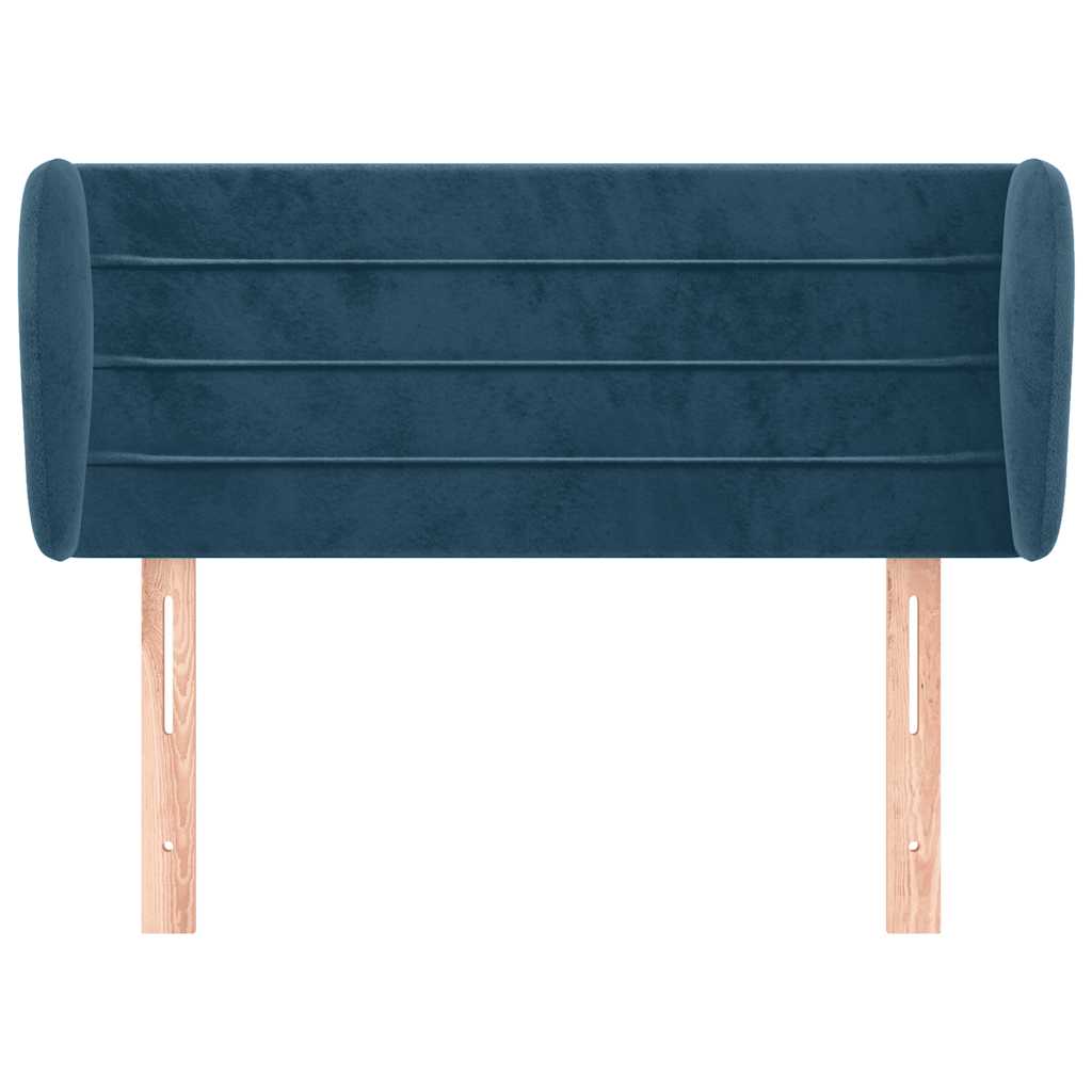 Cabeceira de cama c/ abas veludo 83x23x78/88cm azul-escuro