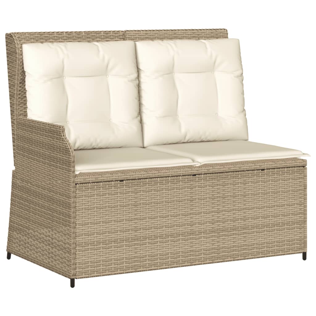 3 Pcs conjunto de sofás p/ jardim com almofadões vime PE bege