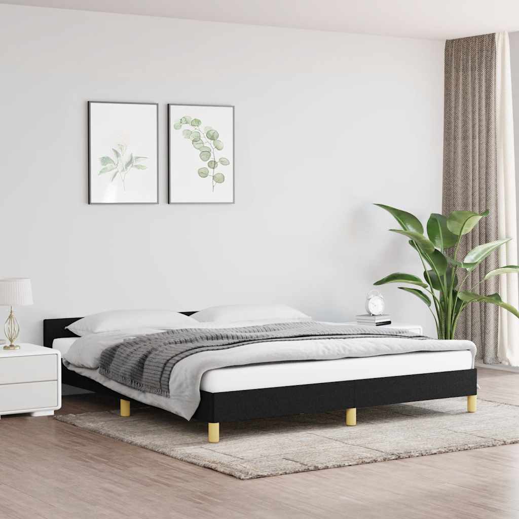 Estrutura de cama sem colchão 180x200 cm tecido preto