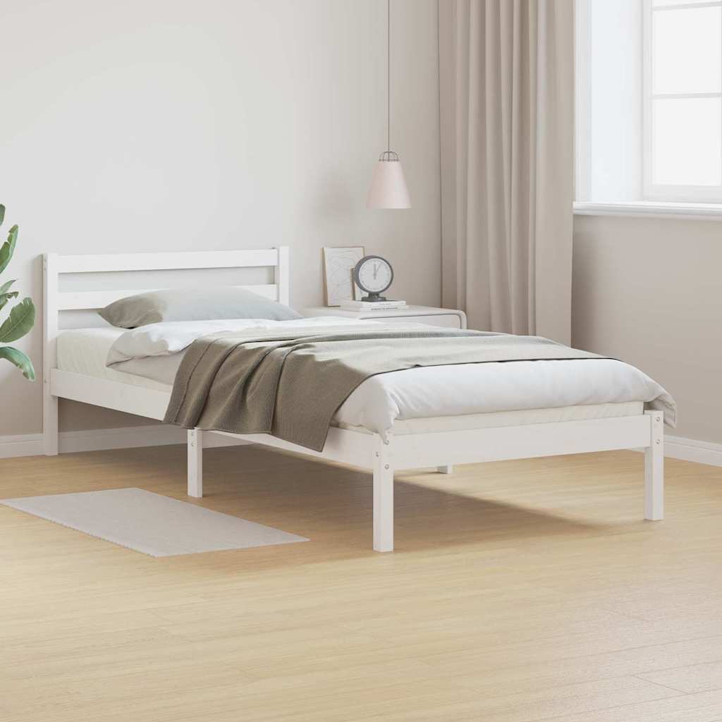 Estrutura da cama com cabeceira branco 215,5 x 95,5 x 69,5 cm