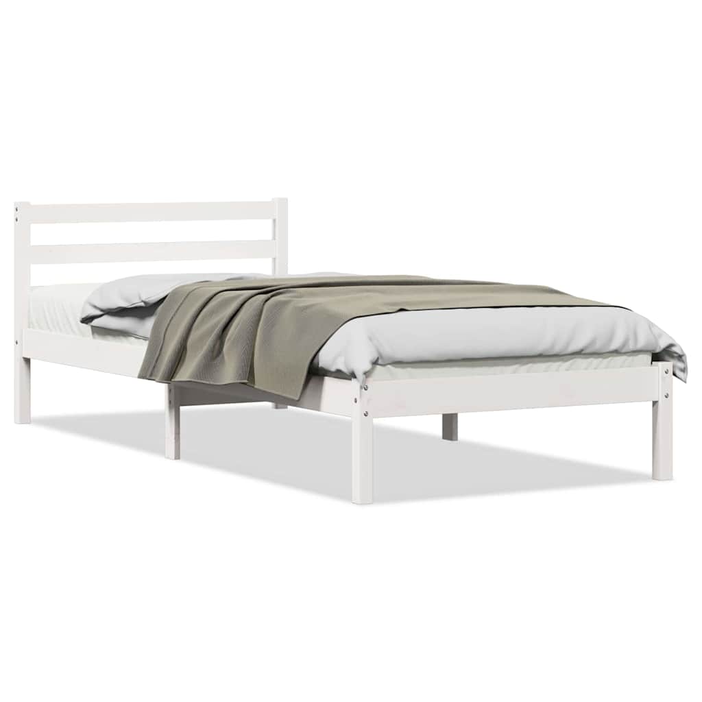 Estrutura da cama com cabeceira branco 215,5 x 95,5 x 69,5 cm