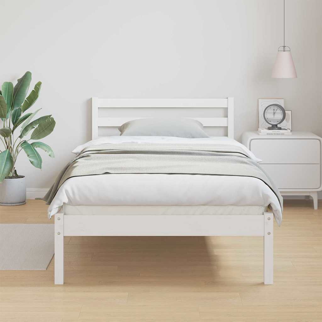 Estrutura da cama com cabeceira branco 215,5 x 95,5 x 69,5 cm