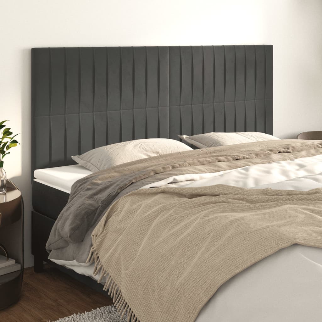 Cabeceira cinza escuro 200x5x118/128 cm veludo